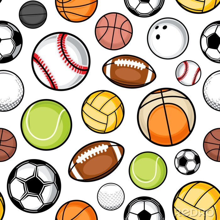Behang Vector colorful sport balls seamless pattern or background