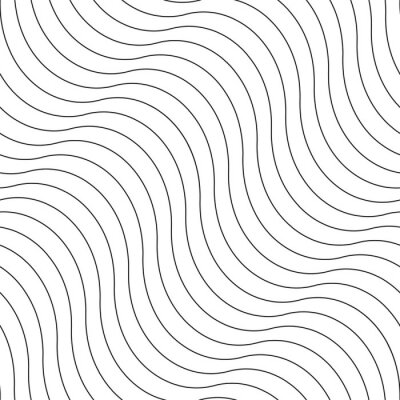Behang Vector creative seamless outline pattern. Striped endless wave texture. White repeatable minimalistic background with black wavy lines