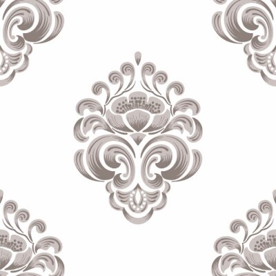 Behang Vector damask seamless pattern element. Classical luxury old fashioned damask ornament, royal victorian seamless texture for wallpapers, textile, wrapping. Exquisite floral baroque template.