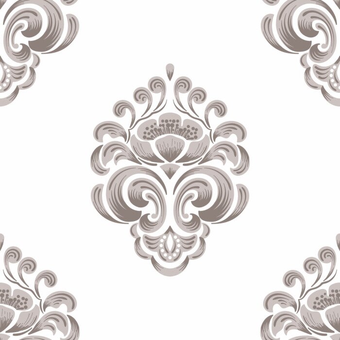 Behang Vector damask seamless pattern element. Classical luxury old fashioned damask ornament, royal victorian seamless texture for wallpapers, textile, wrapping. Exquisite floral baroque template.