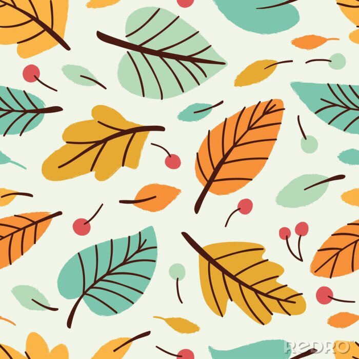 Behang Vector eamless patroon met bladeren