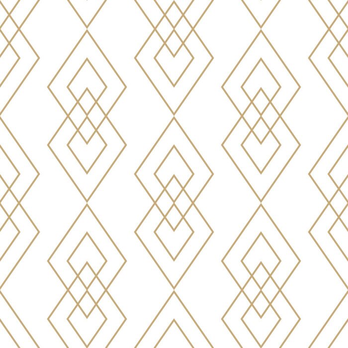 Behang Vector gouden geometrische textuur. Naadloos patroon met dunne lijnen, diamanten