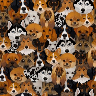 Behang Vector honden verschillende rassen naadloze patroon symbool van 2018 nieuwe jaar stof of wrapping paper ontwerp textuur