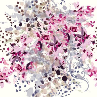 Behang Vector illustratie op een tropisch thema met abstracte orchideeën een