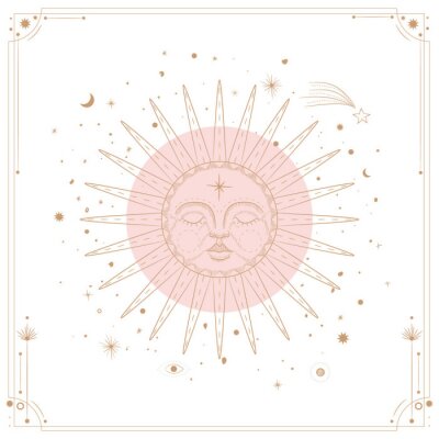 Vector illustration set of moon phases. Different stages of moonlight activity in vintage engraving style. Zodiac Signs