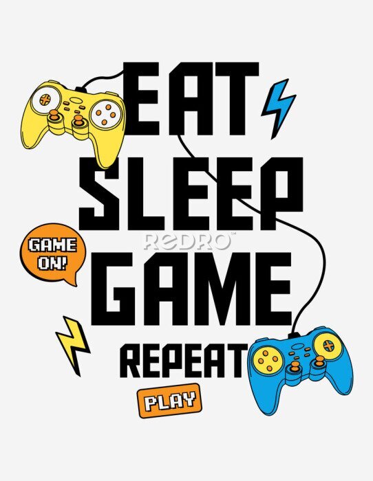 Behang Vector joysticks gamepad  illustration with slogan text, for t-shirt prints and other uses.