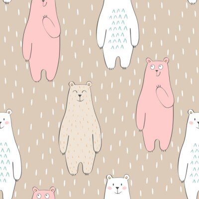 Behang Vector leuke naadloze patroon met cartoon beer