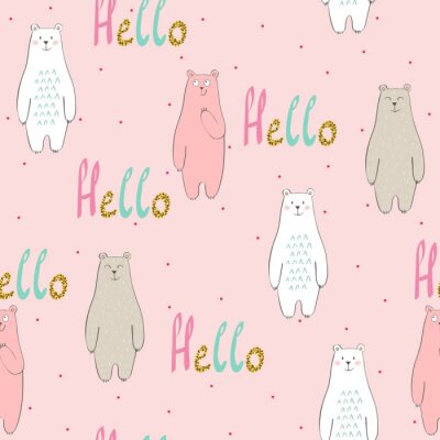 Behang Vector leuke naadloze patroon met cartoon beer