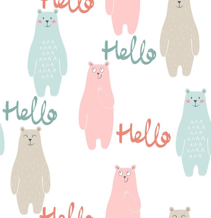 Behang Vector leuke naadloze patroon met cartoon beer