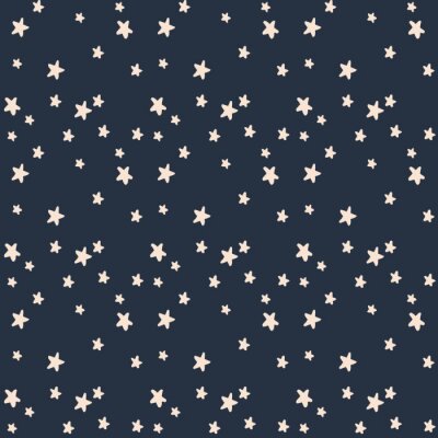 Behang Vector Naadloos Hand Getrokken Sterpatroon in Marine