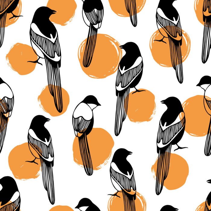 Behang Vector naadloos patroon met vogels. Goed voor de modestructuurprin