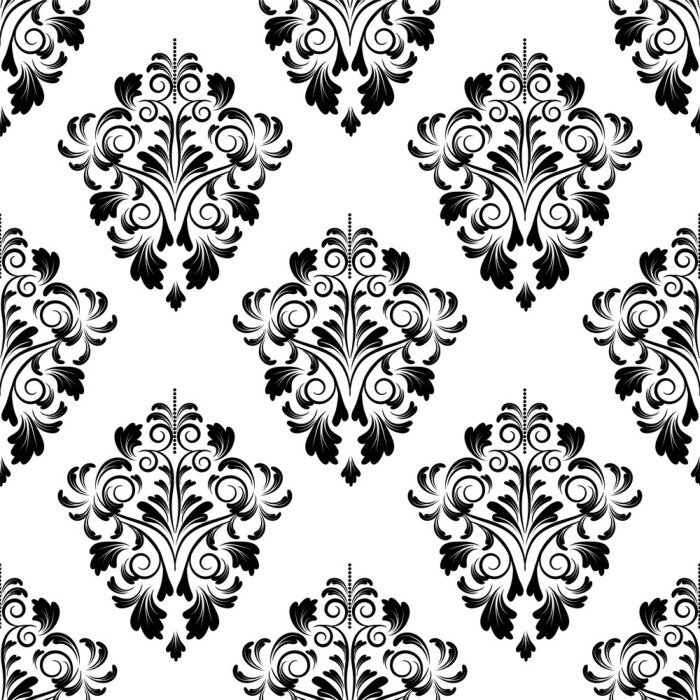 Behang vector naadloze achtergrond. damast patroon. bloem behang