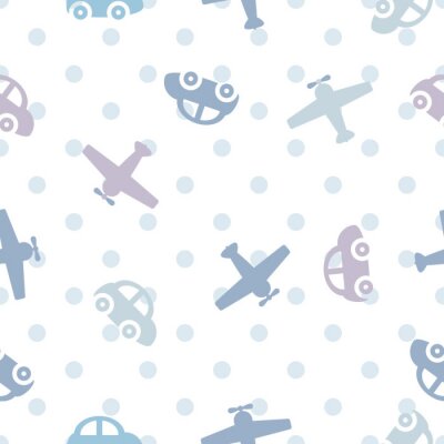 vector naadloze kleur kinderen patroon auto's en vliegtuigen