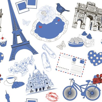 Behang Vector naadloze patroon met Paris symbool