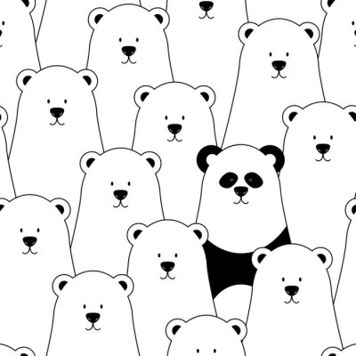 Behang Vector naadloze patroon met witte ijsberen en panda