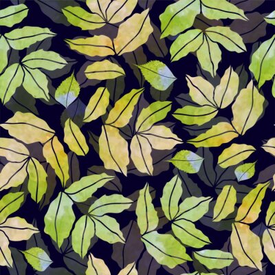 Behang vector naadloze patroon van herfst aquarel verlaat