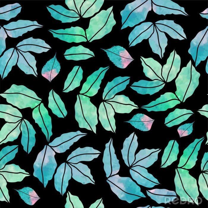 Behang vector naadloze patroon van herfst aquarel verlaat