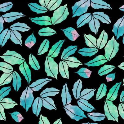 Behang vector naadloze patroon van herfst aquarel verlaat