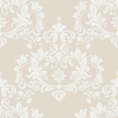 Behang Vector Patroon van het Damast ornament keizerlijke stijl. Sierlijke bloemen element voor stof, ontwerp, trouwkaarten, wenskaarten, behang. Bright beige kleur