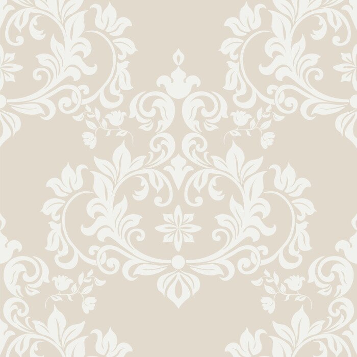 Behang Vector Patroon van het Damast ornament keizerlijke stijl. Sierlijke bloemen element voor stof, ontwerp, trouwkaarten, wenskaarten, behang. Bright beige kleur
