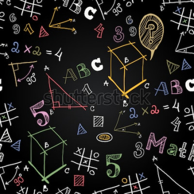 Behang Vector schoolbord school naadloze patroon. Terug naar school. Grappige foto's krijt op een schoolbord. Pictogrammen van onderwijs en het schoolleven.