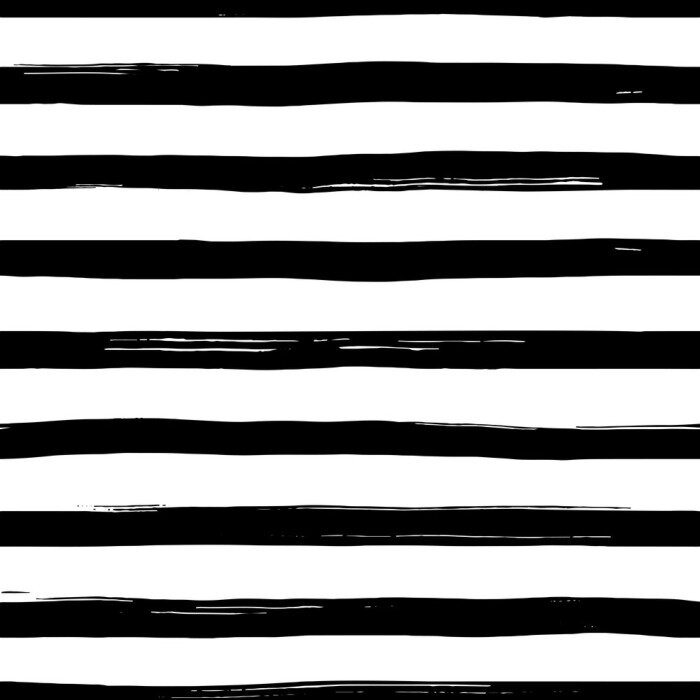 Behang Vector seamles striped pattern. Hand drawn grunge black and white stripes.