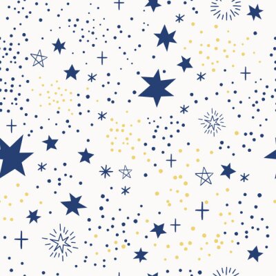 Behang Vector seamless pattern with doodle stars
