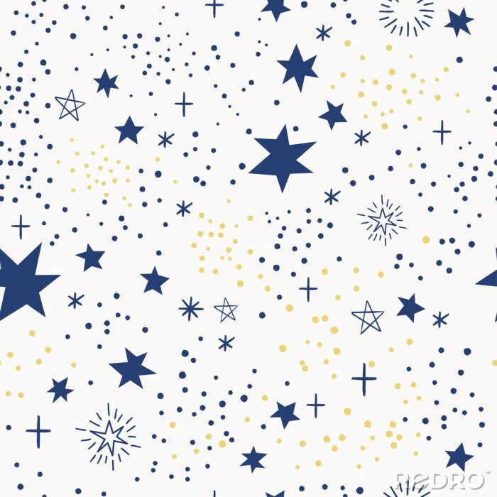 Behang Vector seamless pattern with doodle stars