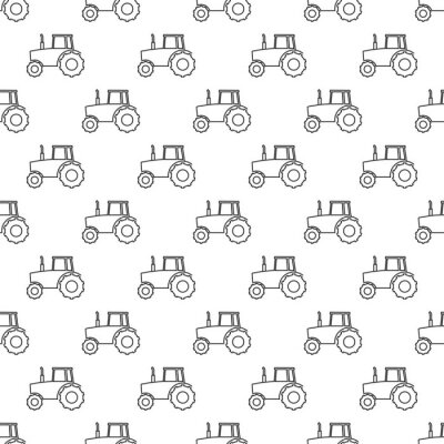 Behang Vector seamless pattern with linear tractors. Seamless pattern.