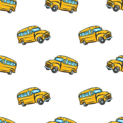 Behang Vector seamless pattern with school bus.
