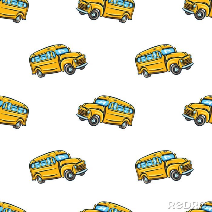 Behang Vector seamless pattern with school bus.