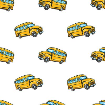 Behang Vector seamless pattern with school bus.