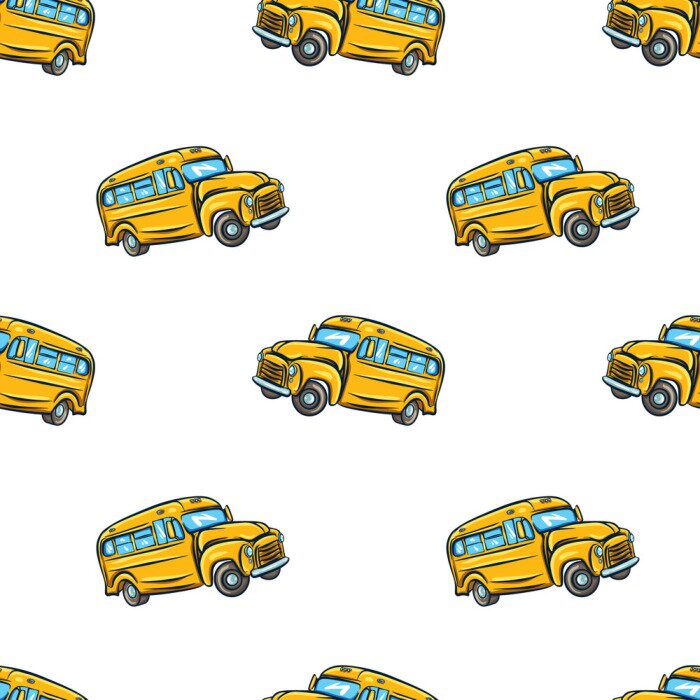 Behang Vector seamless pattern with school bus.