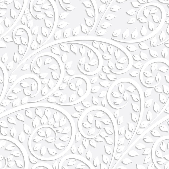 Behang Vector white floral seamless pattern with shadow