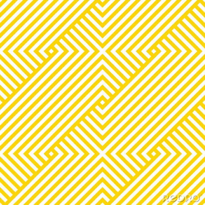 Behang Vector yellow geometric pattern. Seamless braided pattern.