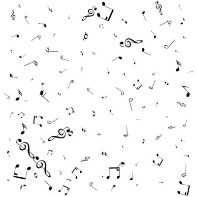 Behang Vectorpatroon met muzieknota's over witte achtergrond.