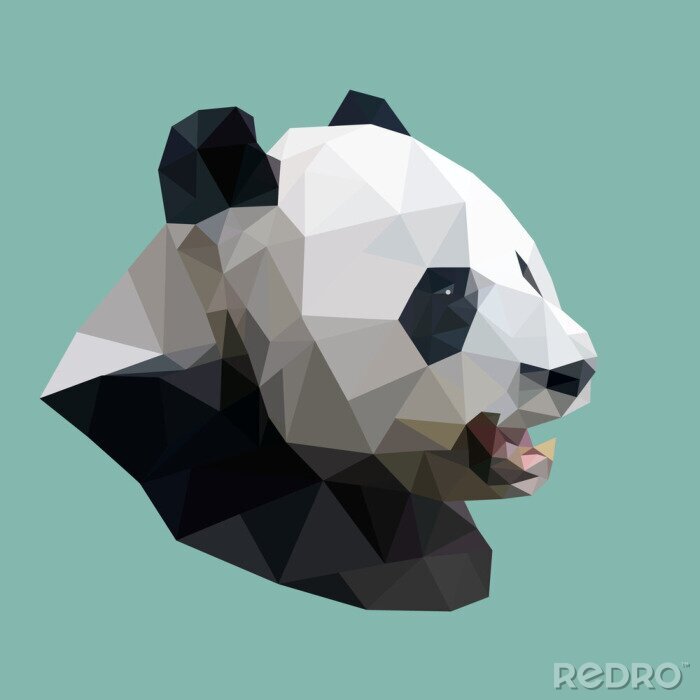 Behang veelhoekige panda, veelhoek abstracte geometrische dier, vectorillus