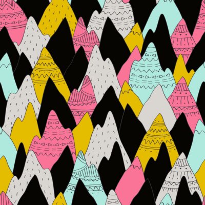 Behang Veelkleurig berglandschap