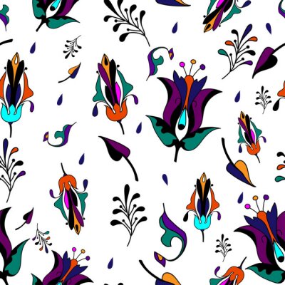 Behang veelkleurig patroon op een witte achtergrond, naadloos