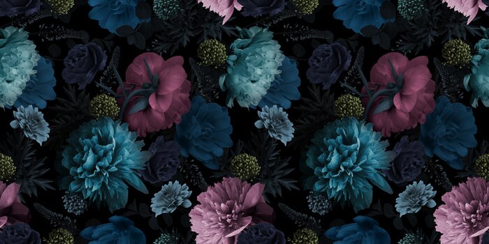 Behang Veelkleurige tuinbloemen