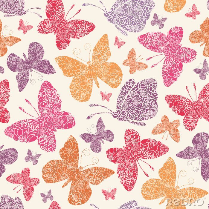 Behang Veelkleurige vlinders voor meisjes