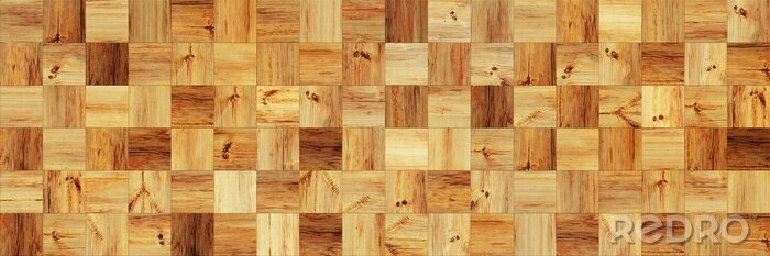 Behang Verschillend gekleurd hout - vierkante planken
