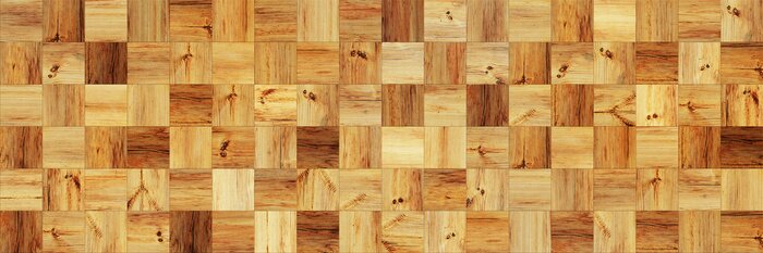 Behang Verschillend gekleurd hout - vierkante planken