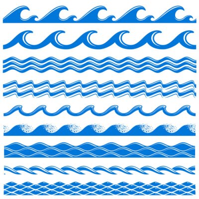 Behang Verschillende soorten golven op een witte achtergrond
