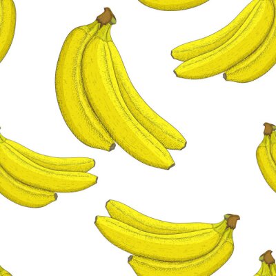 Behang Verschillende trossen bananen op een witte achtergrond