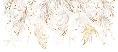 Versierd met beige gras en palmbladeren