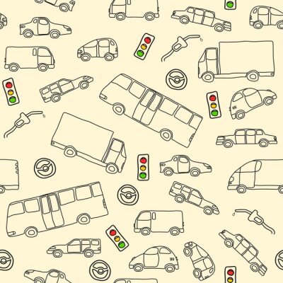 Behang Vervoer doodle - vectorillustratie