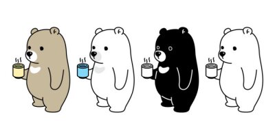 Vier beren met kopjes koffie