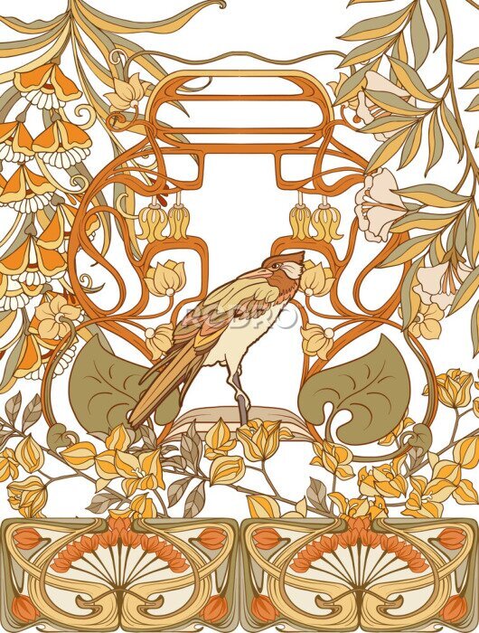 Behang Vintage art deco decoratie