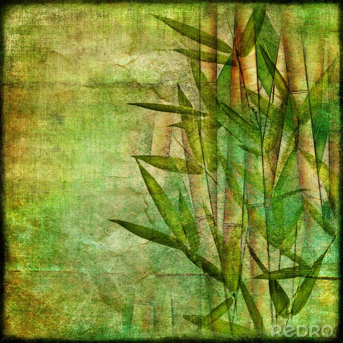 Behang Vintage bamboe motief